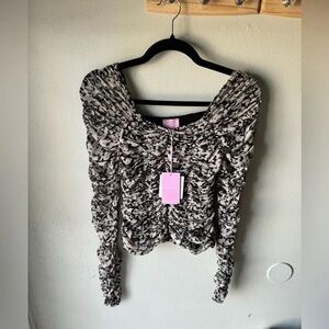 Muse Black and White Ruched Top